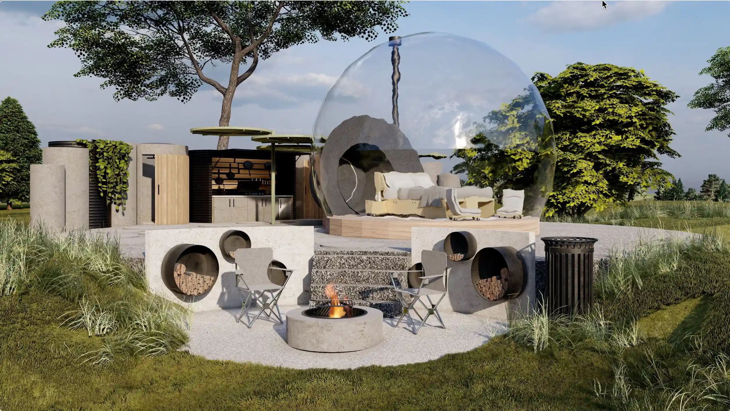 Bubble tent exterior