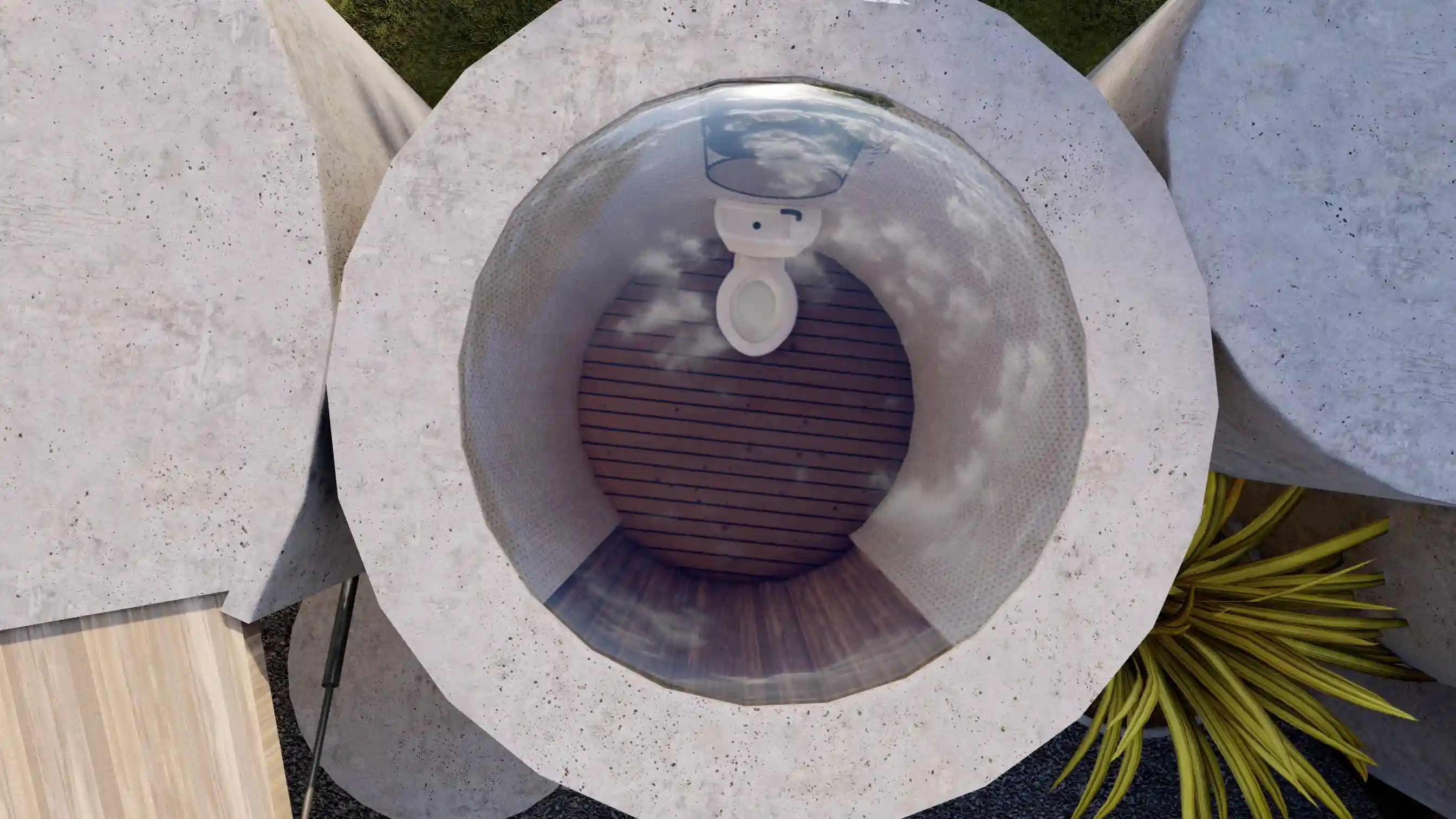 Bubble tent bathroom overview