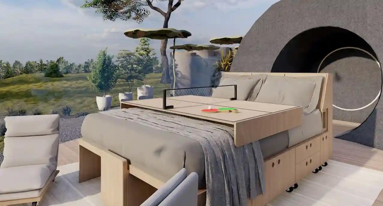 Bubble tent bed and ping pong