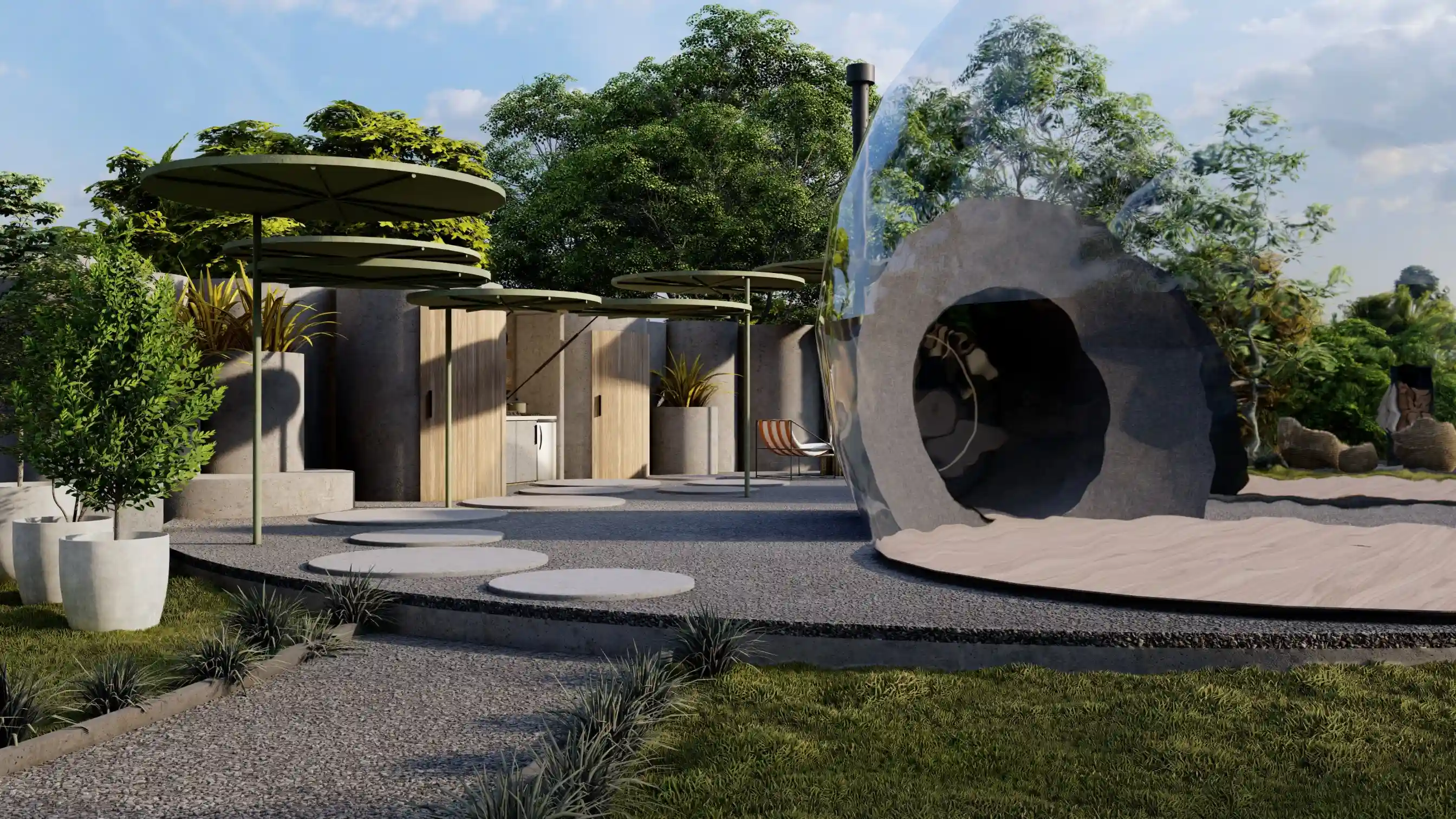 Bubble tent kitchen detail