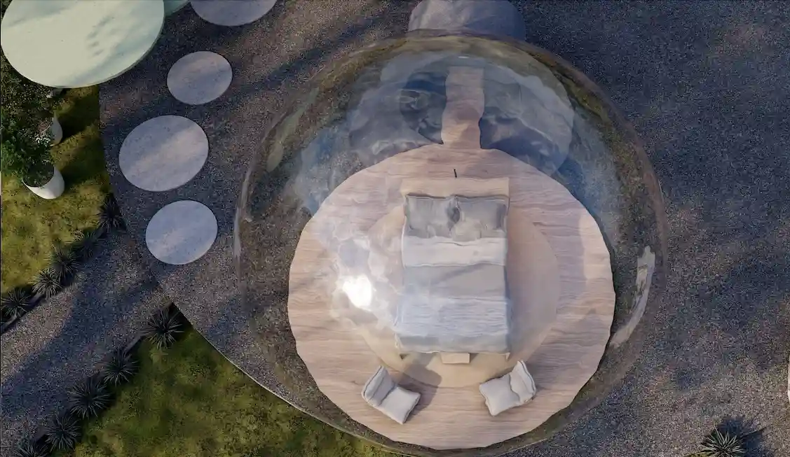 Bubble tent rotating bed