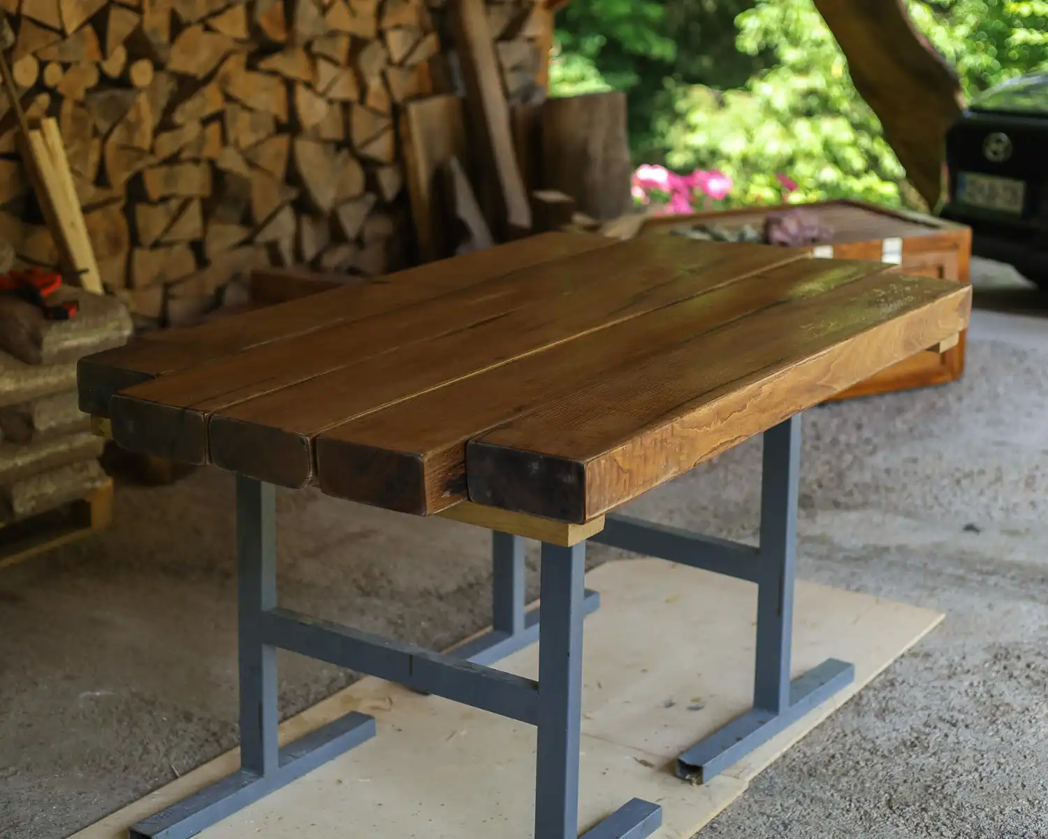 Oak wood stacked