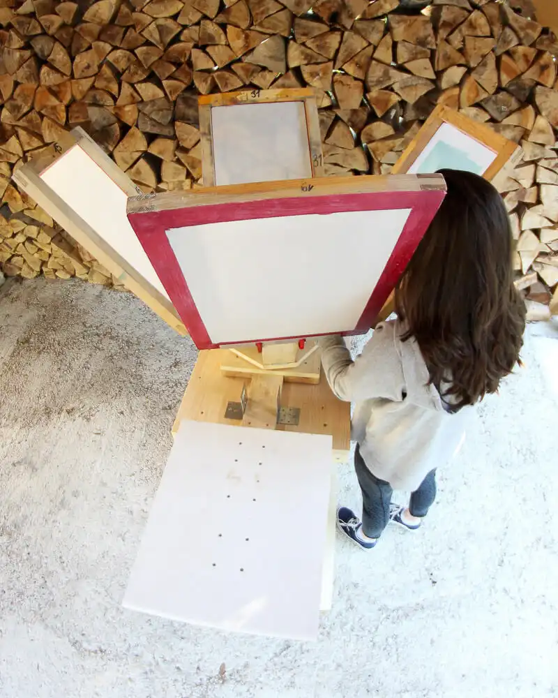 Screen printing device top view